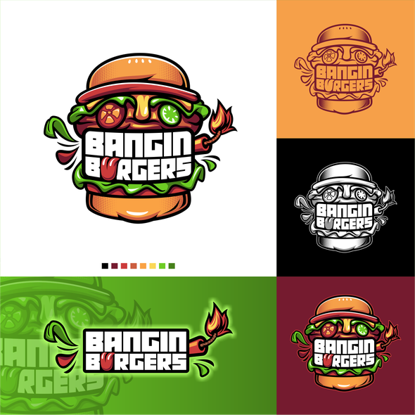 Sandwich design with the title 'Bangin' Burgers'