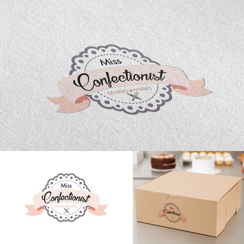 Cupcake logo with the title '"Miss Confectionist" desserts and pastries logo'