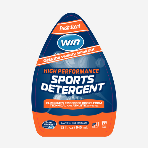 Performance design with the title 'Label - Sports Detergent'