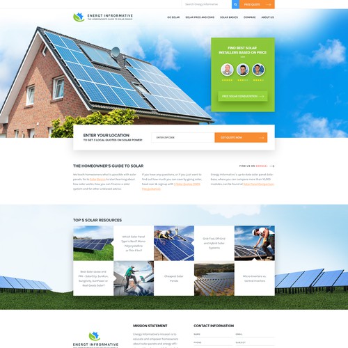 Theme website with the title 'Solar panel Project'