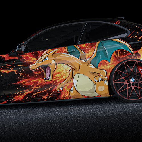 Pokémon design with the title 'Charizard Car Wrap'