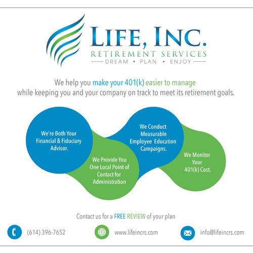 Newspaper design with the title 'Newspaper Ad for Retirement Serbices'