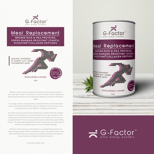 Energy packaging with the title 'Packaging Design for G-factor'