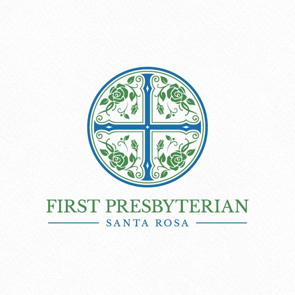 Decorative design with the title 'Floral Cross Church Roses Logo'