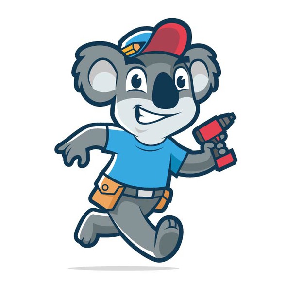 Handyman design with the title 'Koala Mascot'