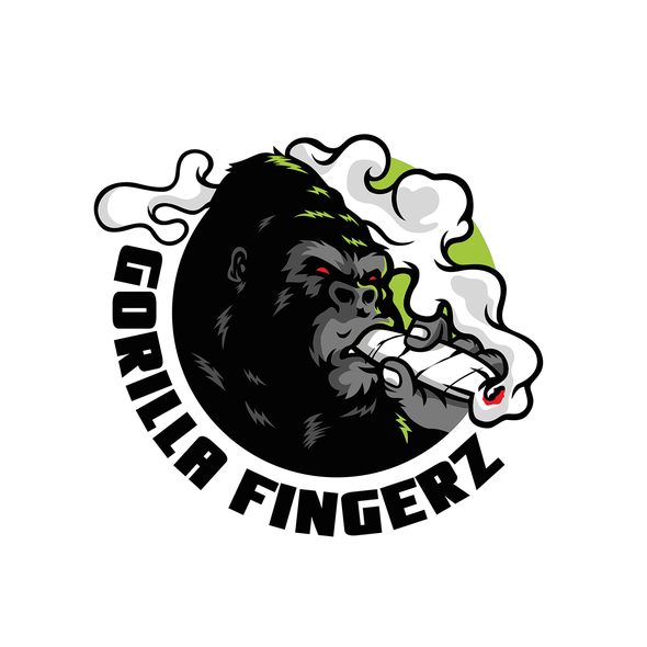Gorilla design with the title 'Giant Joint smoking gorilla!!!'