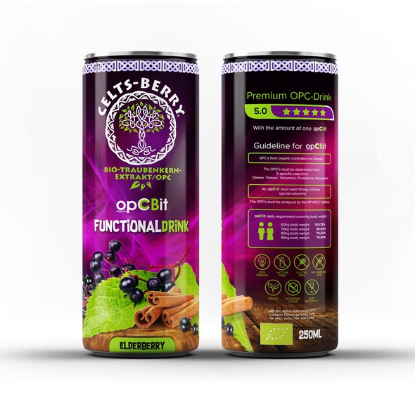 Fitness packaging with the title 'Elderberry Can Design '