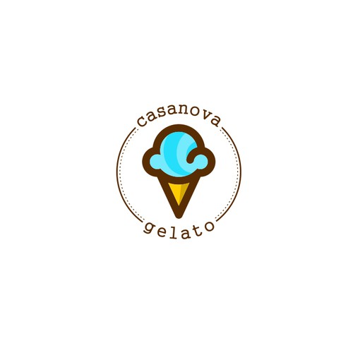 Round design with the title 'VINTAGE CLEAN DESIGN LOGO FOR GELATO ICE CREAM CAFE'