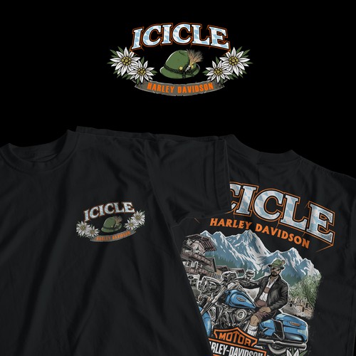 Biker t-shirt with the title 'Icicle Harley-Davidson'
