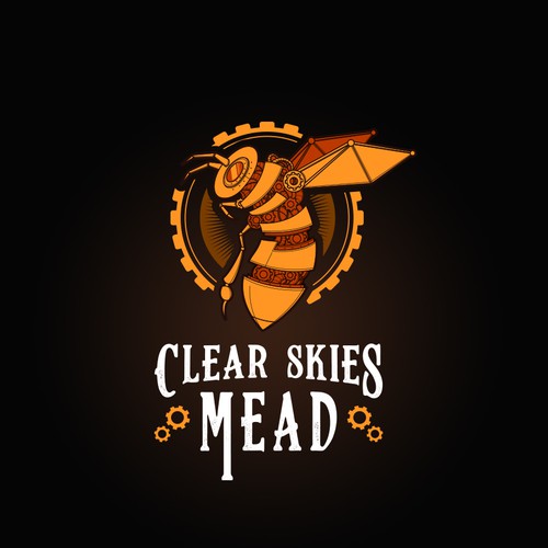 Mechanic design with the title 'Logo Concept for Clear Skies Mead'