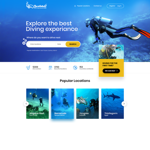 Scuba design with the title 'Scuba diving website'