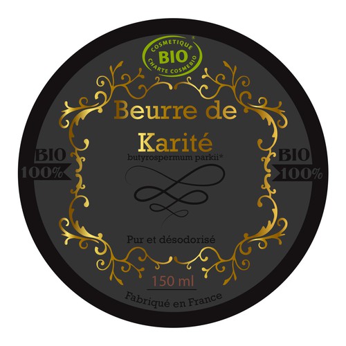 Bio label with the title 'Package dor beurre de karite'