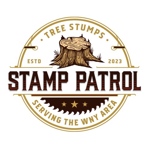 Saw blade logo with the title 'STUMP PATROL'