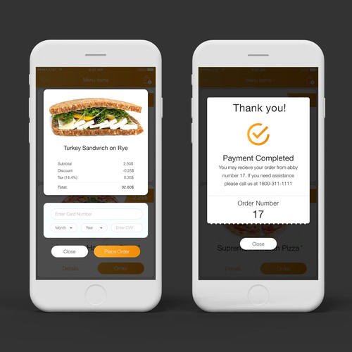 Thank you design with the title 'Food App Checkout screen Design'