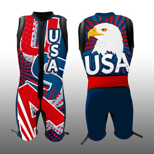 Suit design with the title 'Wetsuit for the 2018 USA Team'