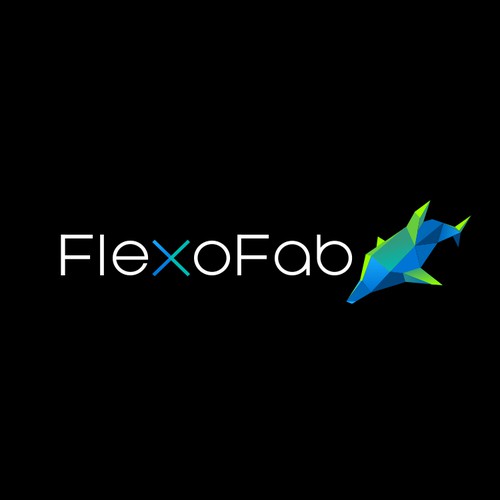 Dolphin design with the title 'flexofab'
