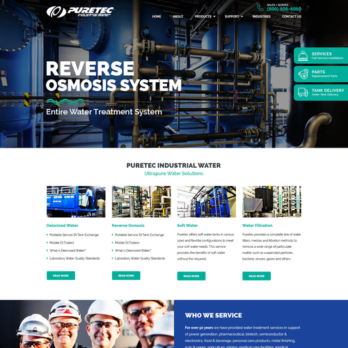 Industrial website with the title 'Industrial Water Supplier'