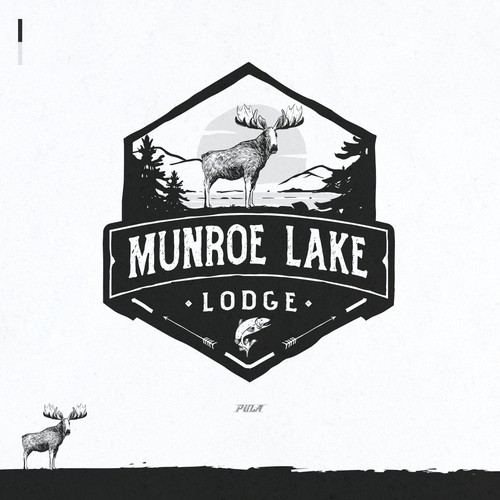 Vintage design logo with the title 'Logo for Fishing and Hunting Lodge Outfitter'
