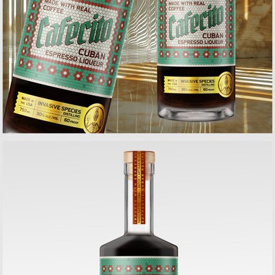 Cafecito Coffee liqueur label design