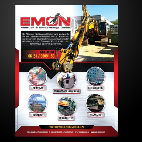 Commercial design with the title 'EMON flyer design'