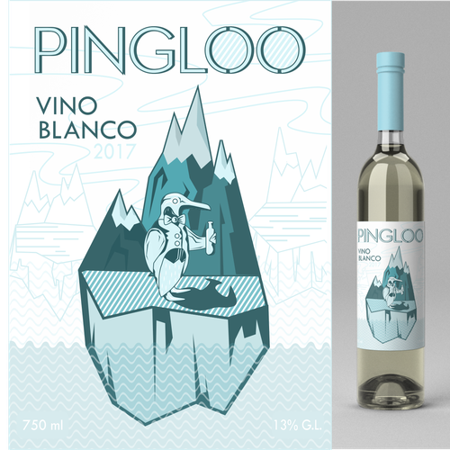 Blue label with the title 'Youthful and Modern Wine Label'