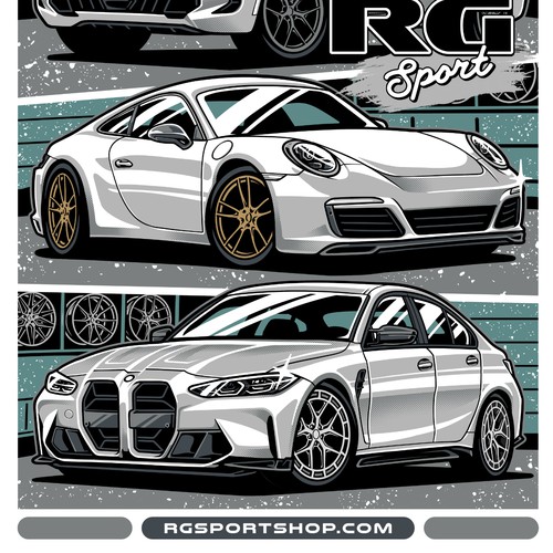 Porsche design with the title 'BMW and Porsche Illustration'