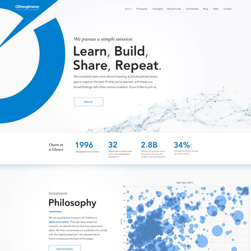 Investment website with the title 'Design for Financial Advisors'