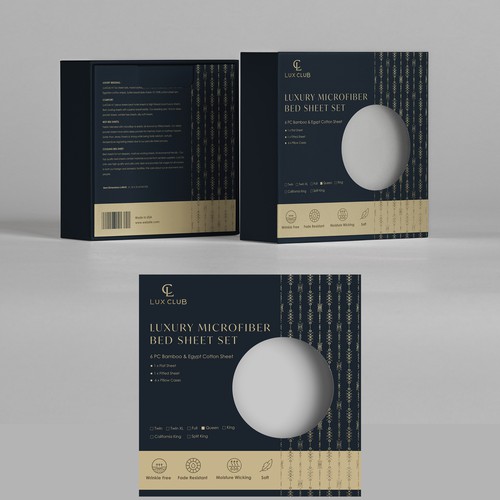 Creative packaging with the title 'Luxury Bed Sheet Set packaging'