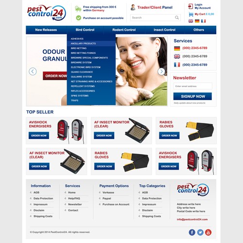 Pest control design with the title 'Pestcontrol24.com'