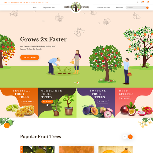 Agriculture website with the title 'Earth's Nursery'