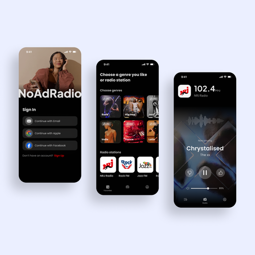 Multimedia design with the title 'Smart Radio App'