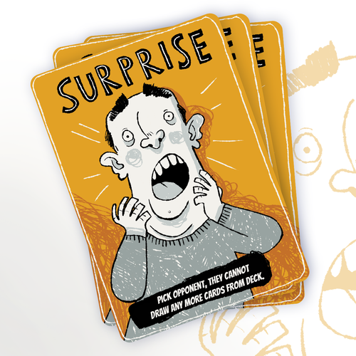 Board game design with the title 'Illustrated Card Game Concept'