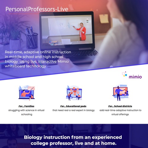 Online shop design with the title 'Personal Professors Live'