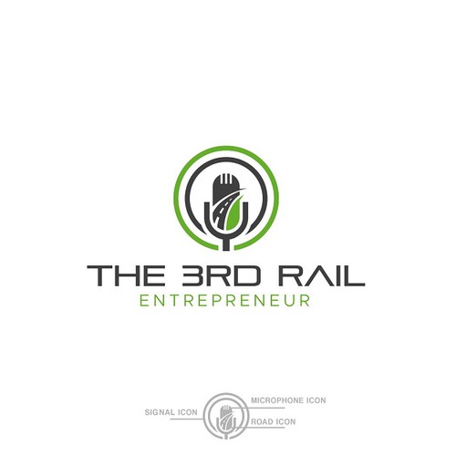 Street design with the title 'Rail road construction podcast logo'