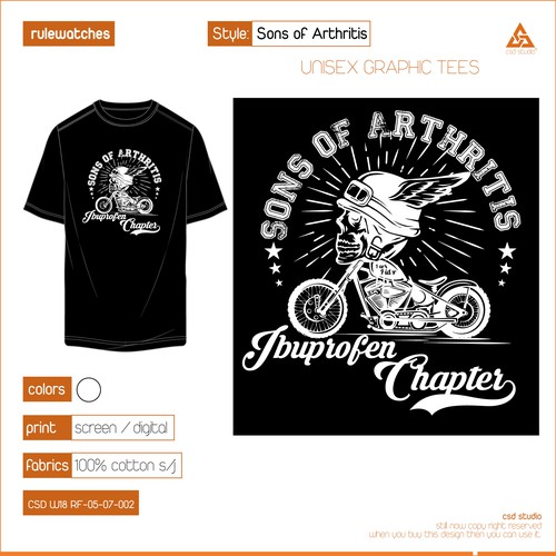 Urban t-shirt with the title 'Skeleton Motorcycle Vintage effect tshirt'