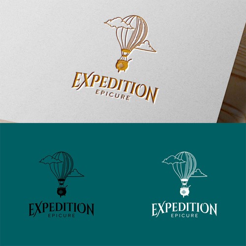 Hot air balloon design with the title 'Logo for Culinary Travel company'