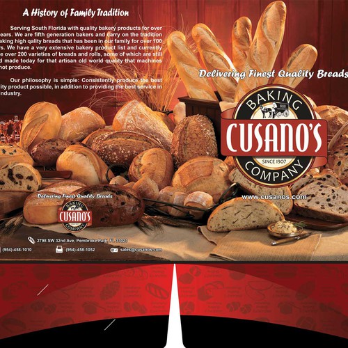 Folder design with the title 'Folder for Cusano's Bakery Needed'