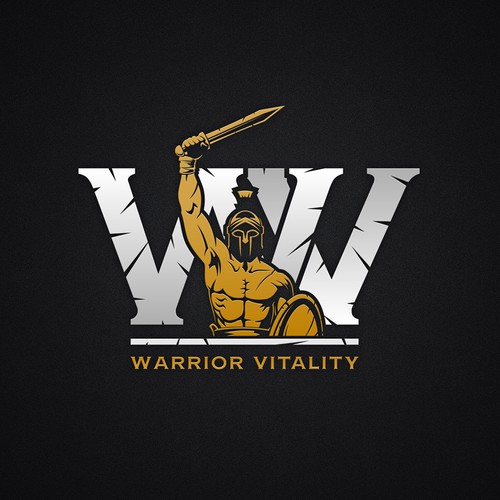 Healthcare logo with the title 'Masculine logo for Warrior Vitality'