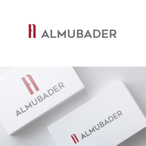 Single-color design with the title 'Negative space logo concept for ALMUBADER'