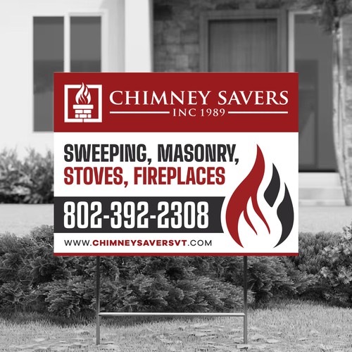 Commercial design with the title 'Chimney Savers Yard Sign'