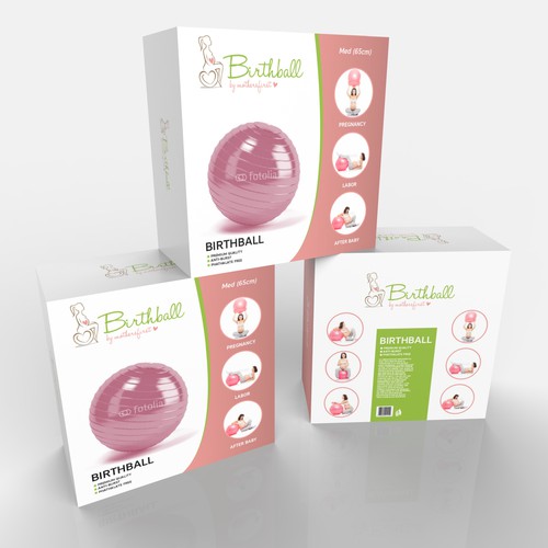 Pink packaging with the title 'Packaging and 3D rendering'