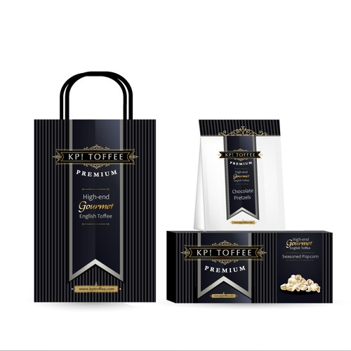 Gourmet packaging with the title 'Premium Toffee Packaging'