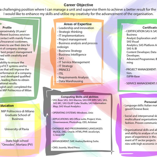 CV design with the title 'CV - Brochure (interno)'