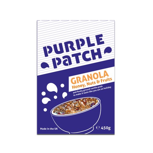 Breakfast food packaging with the title 'Packaging design for breakfast granola'