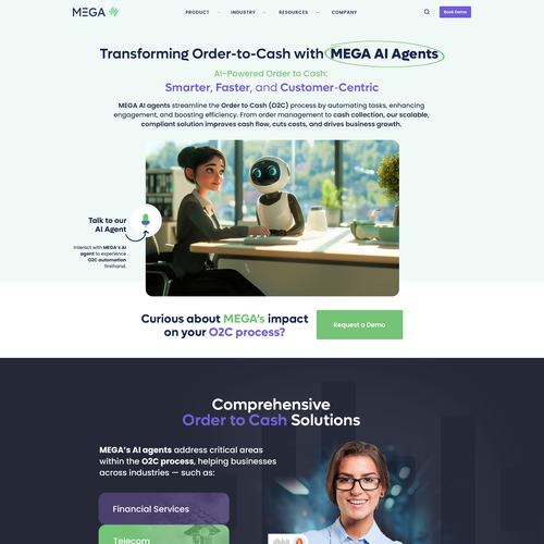Artificial intelligence website with the title 'Mega AI'