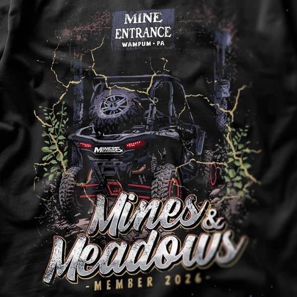Automotive t-shirt with the title 'Mines and Meadows '