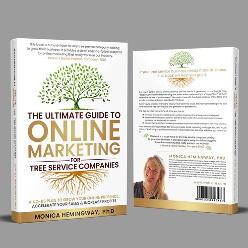 Marketing book cover with the title 'The Ultimate Guide to Online Marketing for Tree Service Companies'