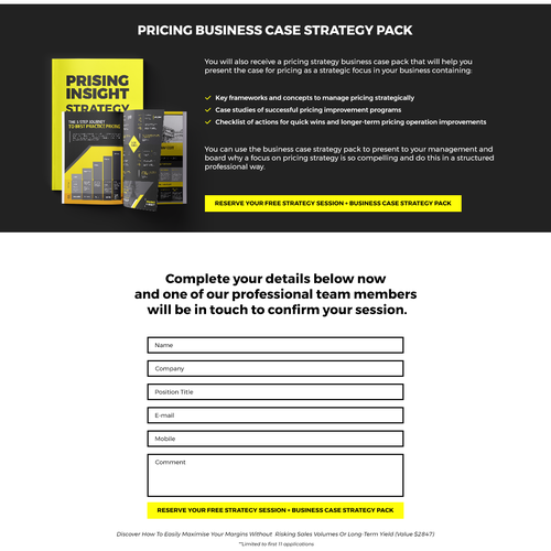 Grid design with the title 'Pricing Insight Landing Page'