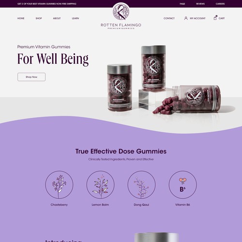 Product design website with the title 'Premium Gummy Brand Website Design'