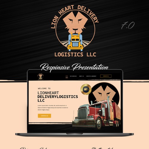 Black and white design with the title 'Lion heart delivery and logistics LLC'